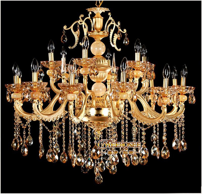 european style gold crystal candle lamp chandeliers lighting fixtures with 18 light