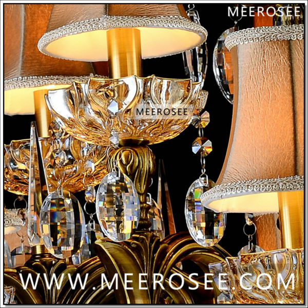 fashion big crystal chandelier lighting fixture antique brass color large hanging light fitting bronze color for foyer hallway