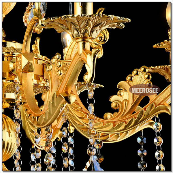 gold crystal chandelier lighting fixture 8 arms classic metal chandelier crystal lustre hanging lamp for foyer md8676 l8