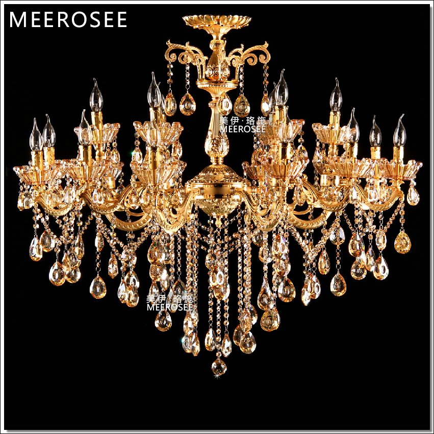 ! gold crystal chandeliers light crystal lustre lamp home decor lighting fixture for el lobby foyer villa md3391 l18