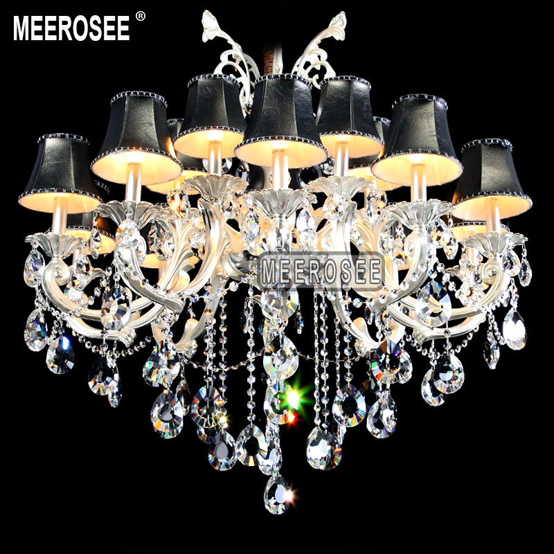 large silver 15 arms crystal chandelier light fixture clear crystal lustres chandelier lighting with lampshade md2125 l15