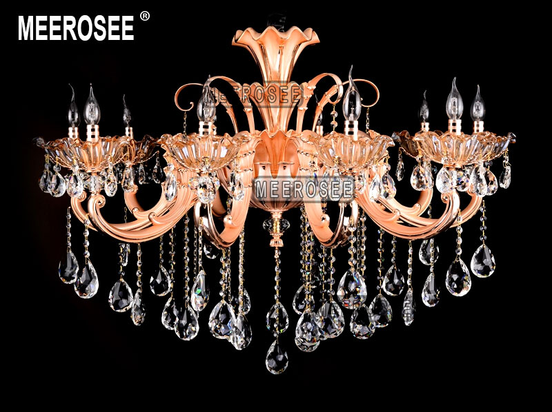 modern 10 arms chandelier crystal light fixture rose gold floral crystal lustre lamp with top k9 crystal md2107 d1060mm h710mm