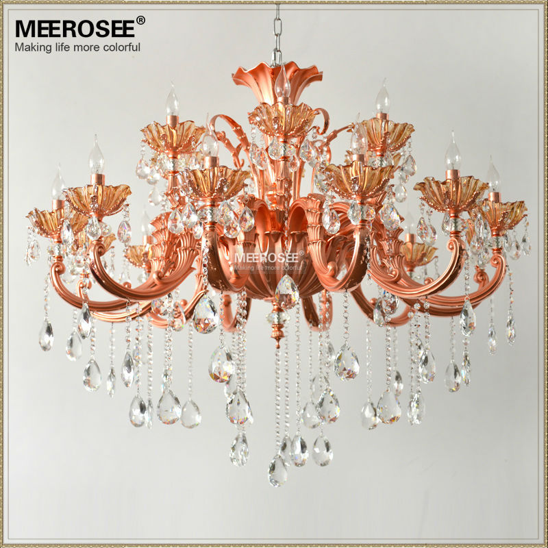 modern 18 arms chandeliers crystal light fixture rose gold floral crystal lustre lamp with top k9 crystal md2107 d1180mm h890mm