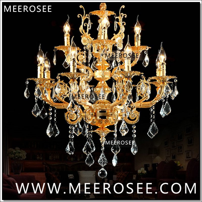 modern luxury 12 arms crystal chandelier lamp gold suspension lustre crystal light for foyer lobby md8857 l8+4 d750mm h750mm - Click Image to Close