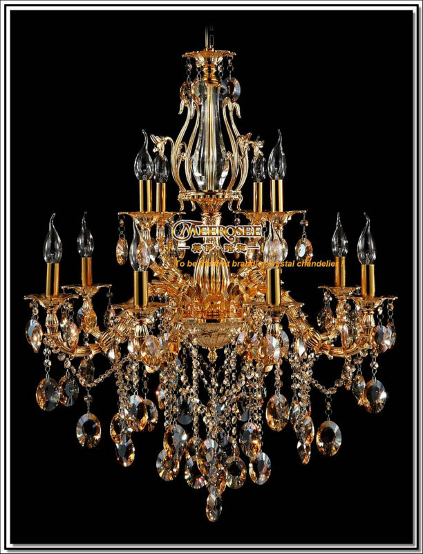selling gold crystal chandelier light fixture 2 tiers chandelier crystal lustre lighting with 12 light holders mds22-l8+4