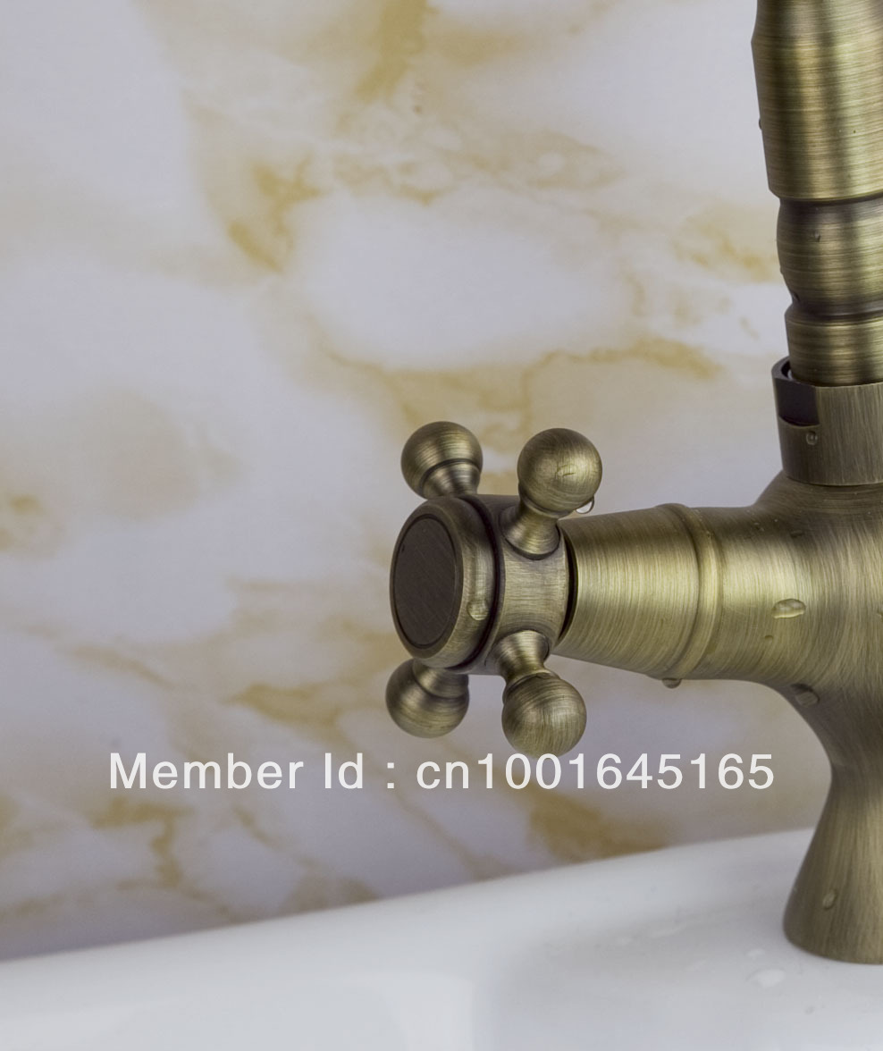 antique brass single handle kitchen sink deck mount basin mixer faucet swivel spout sam198