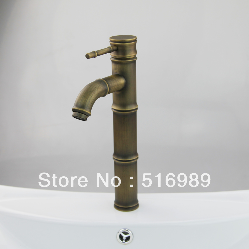 bamboo style antique brass kitchen sink bathroom basin sink mixer tap brass faucet ls 0016 - Click Image to Close