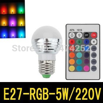 5w rgb e27 16 colors led light bulb lamp spotlight 85-265v + ir remote control zm00865
