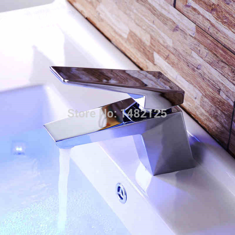chrome finish square brass single handle basin faucet - Click Image to Close
