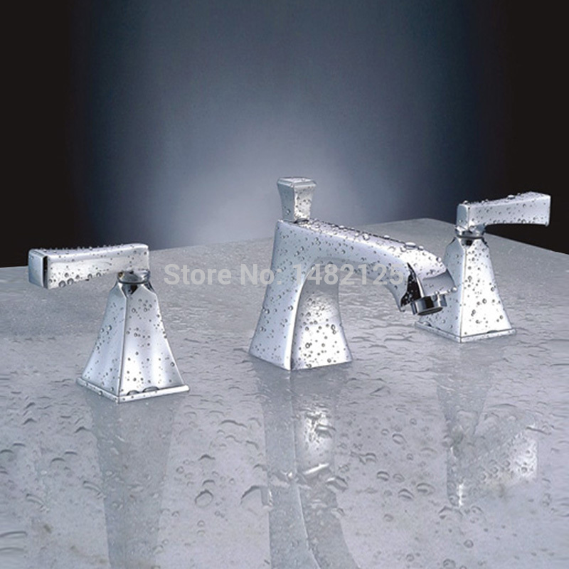 dual handles 8 inch wide spread basin faucet
