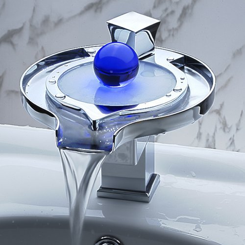 led faucet waterfall powered bathroom tap whole polished torneira banheiro chrome led waterfall basin mixer water tap