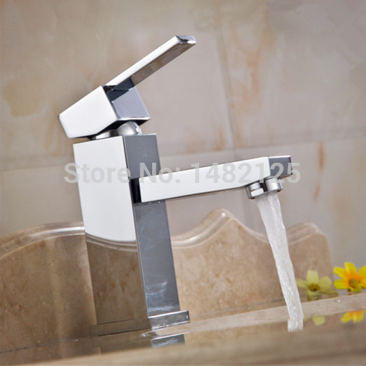 square shape bathroom faucet chrome finish - Click Image to Close
