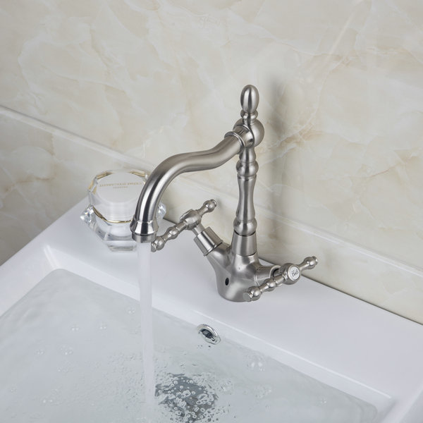 2 handles nickel brushed swivel and cold mixer bathroom faucet tap brass basin faucet bathroom sink mixer 8632-4/5