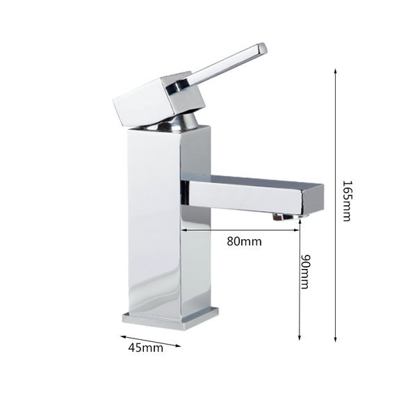 8349-3 square single hole deck mounted polished chrome bathroom basin mixer sink tap faucets