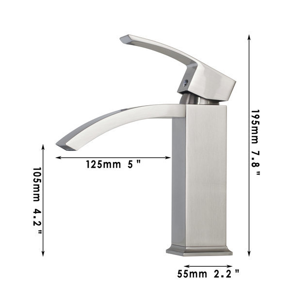 bathroom sinks faucet nickel brushed deck mounted mixer basin tap waterfall bathroom sink faucet 8319n - Click Image to Close
