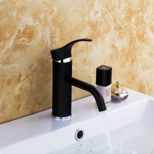 black bathroom chrome /cold mixer water basin kitchen wash basin bath92285-1/1 single handle sink tap mixer faucet - Click Image to Close