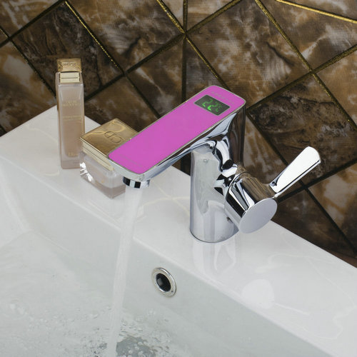 hello luxury single handle pink basin digital display bathroom chrome brass 97123 deck mounted sink torneira tap mixer faucet