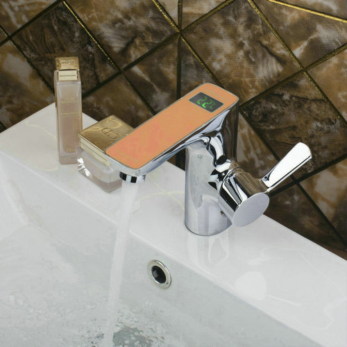 hello orange digital display single handle basin bathroom chrome brass 97122 deck mounted sink torneira vessel tap mixer faucet