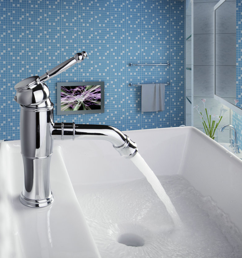 l-9906 good quality deck mounted single hole polished chrome bathroom tap faucet mixer basin faucet