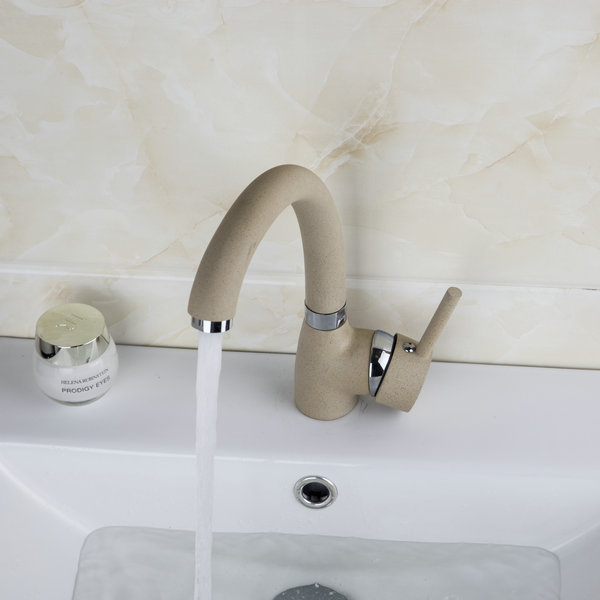 swivel and cold mixer tap solid brass basin faucet cream-coloured painting bathroom faucet ds-92279