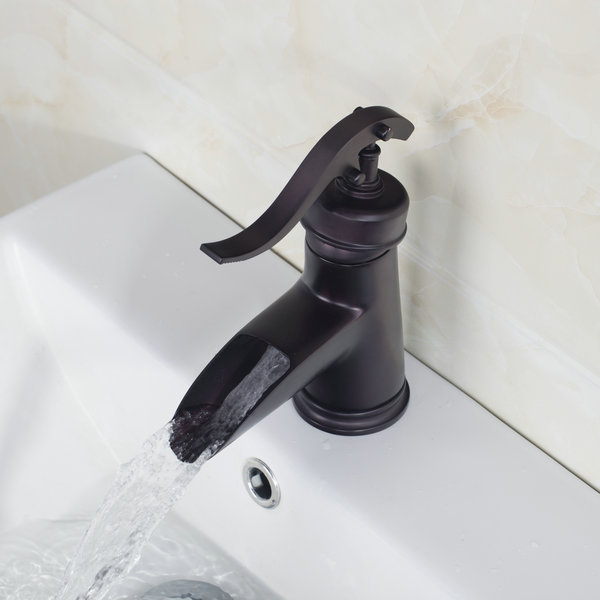 waterfall spout oil rubbed bronze basin faucets deck mounted tap mixer single lever bathroom sink faucet 96108-1