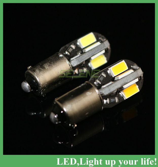 2pcs/lot car light bax9s 8 led 8 smd 5730 signal light indicator lamp reading lamp car light dc12v 2w whtie/warmwhite
