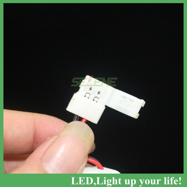 100pcs/lot led connector with switch button, 8mm 2pin to dc connector, connect smd3528 led strip and power supply