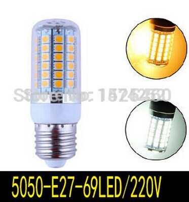 1pcs 15w led corn bulb lamps ultra bright smd 5050 e27 ac 200v 240v lamp 69leds pendant light chandelier lustres zm00145