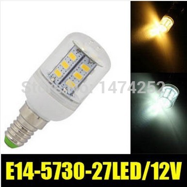 1pcs e14 lamp e14 5730 27leds corn bulbs 5730 smd 7w warm white/white home lighting reading lights for beds ac12v zm00842