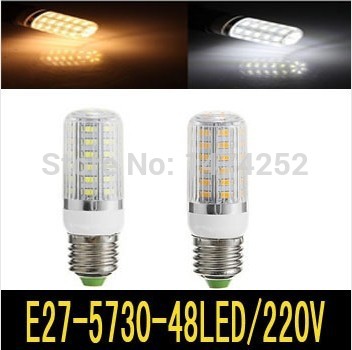 1pcs/lote27 5730 smd chip led light 220v corridors use energy efficient corn bulbs 48leds lamps max 15w lighting zm00352