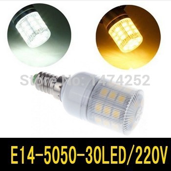 9w e14 30 5050 smd led corn lamp 220v white & warm white 360 degree led house bulbs with cover zm00231