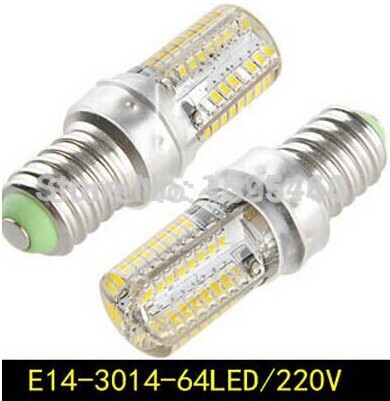 e14 7w 220v led lamp bulb corn light lighting 3014 smd 64 led spotlight crystal chandeliers 1pcs/lot