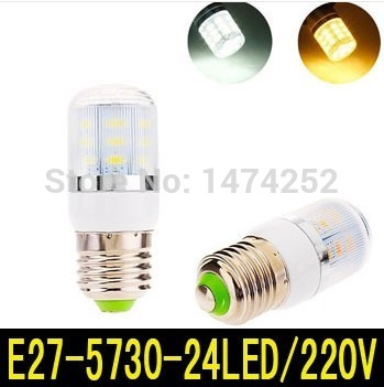 e27 5730 smd chip led light 220v corridors use energy efficient corn bulbs 24leds lamps max 9w lighting 1pcs/lot