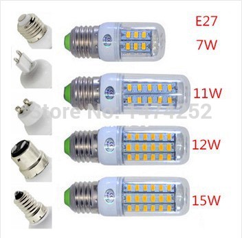 led lamps e27 5730smd 7w 11w 12w 15w 220v ultra bright led corn bulb chandelier energy saving lights 1pcs/lot zm00236