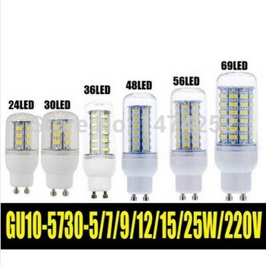 smd 5730 gu10 led lamps energy saving lights 5w 7w 9w 12w 15w 25w ac 220v 5730smd corn bulb light chandelier zm00808