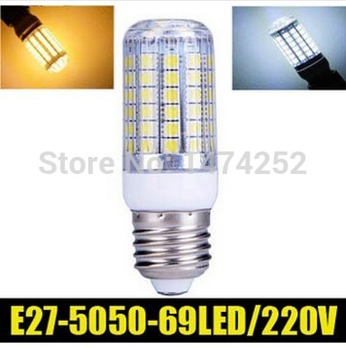 stripe cover led corn light bulb lamp e27 69leds 5050 smd 15w white warm white high bright led lighting 220v 360 degree zm00802