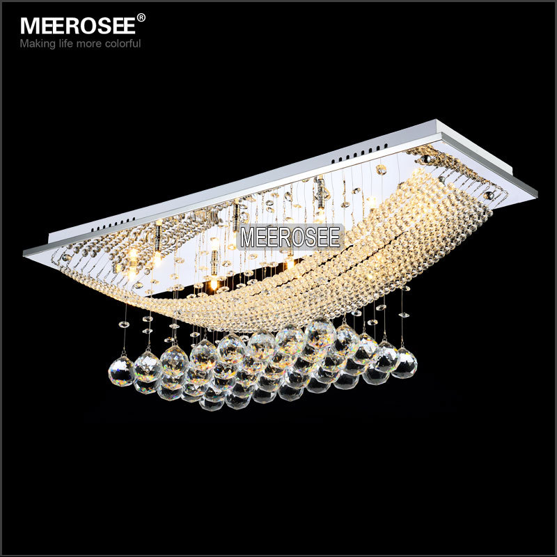 8 lights crystal chandelier light fixture rectangle clear crystal lustre lamp g4 for dining room, meeting room md5018
