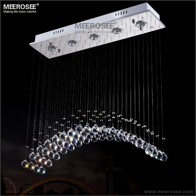 ! modern crystal ceiling light fixture rectangle curtain crystal lustre lamp for dining area, meeting room