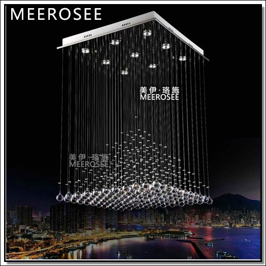 square crystal chandelier light fixture pyramid shape lustres lamp crystal light for stair / foyer/ hallway ready stock w 600mm