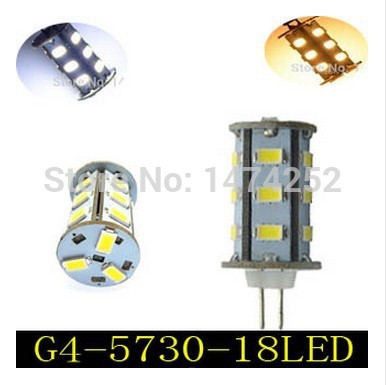1pcs/lot 5w g4 18 smd 5730 led g4 lamp dc 12v bi-pin warm white and cold white led spotlight lamp bulb brand new zm00171