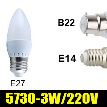 led lamps 3w e27 b22 e14 5730 crystal lights cold white/warm white led energy-saving lamps candle lights 1pcs/lot zm00921