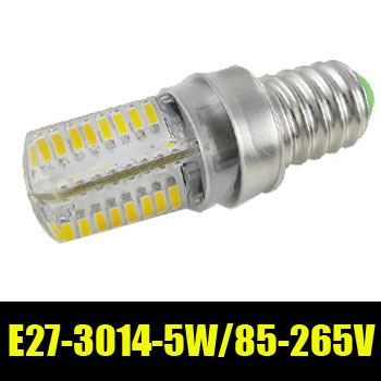 led lamps e14 3014 64leds 85-265v 5w cool white / warm white silicone crystal lighting zm01086