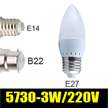 led lighting 3w e27 b22 e14 5730 crystal lights cold white/warm white led energy-saving lamps candle lights 1pcs/lot zm00642