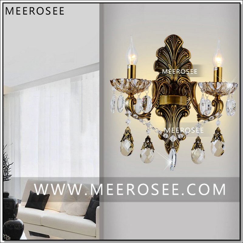 brass color crystal wall sconces light fixture wall bracket bra light crystal light 2 lights