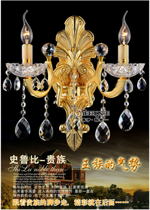 luxurious meerosee crystal wall sconces light wall candle lighting fixture gold color traditional style md8739