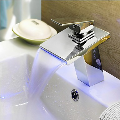copper sink self-power led light color chaning temperature sensor bathroom tap led faucet mixer torneira led lavabo grifo led