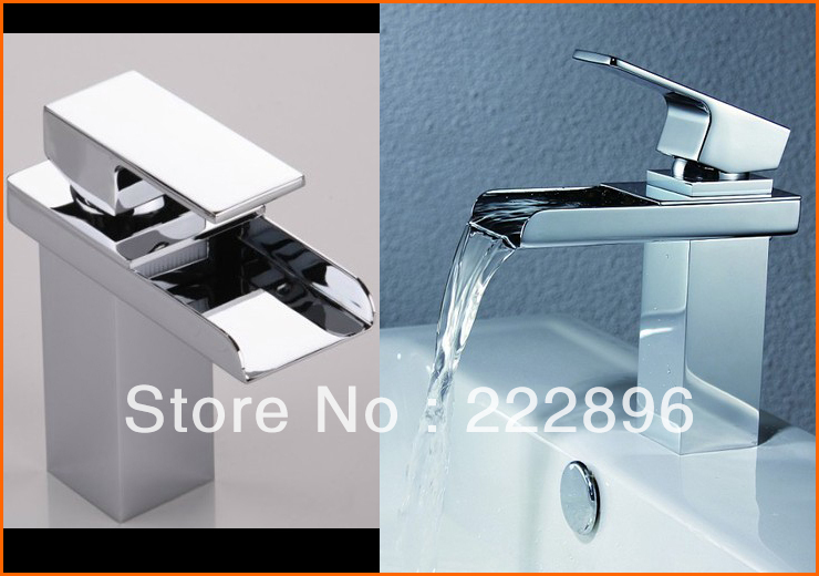promotion copper chrome waterfall bathroom faucet bathroom basin and cold mixer brass lavatory tap torneira banheirolam