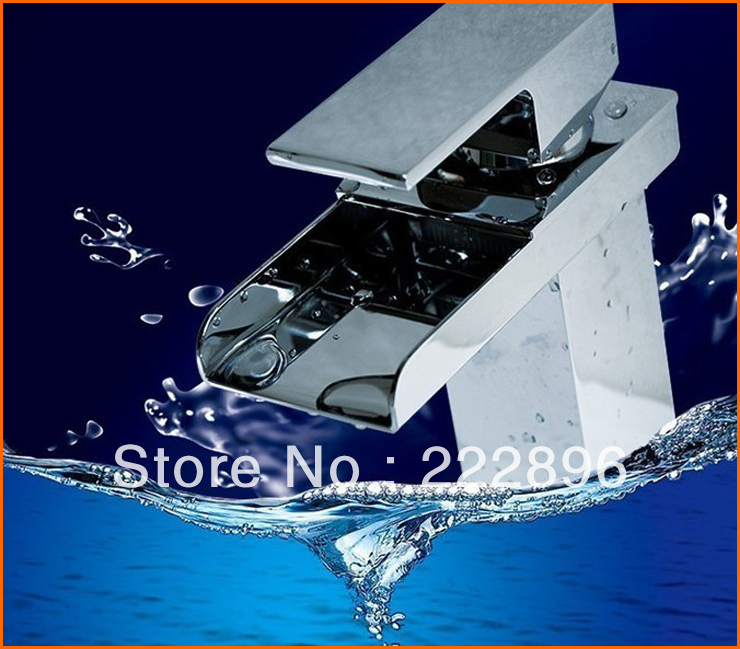 promotion copper chrome waterfall bathroom faucet bathroom basin and cold mixer brass lavatory tap torneira banheirolam