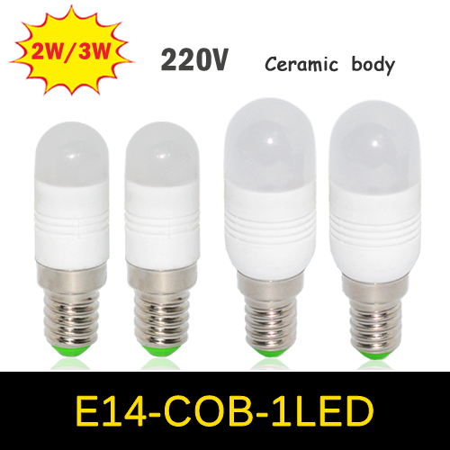 new mini e14 ceramic body chandeliers ac 220v 240v led lamp 2w 3w cob bulb candle light use fridge refrigerator zer 1pcs/lot