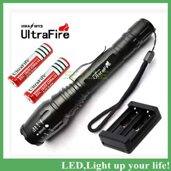 2x18650 4000mah battery+2000lm cree xm-l t6 tactical flashlight zoom led flashlight torch 5 mode + charger
